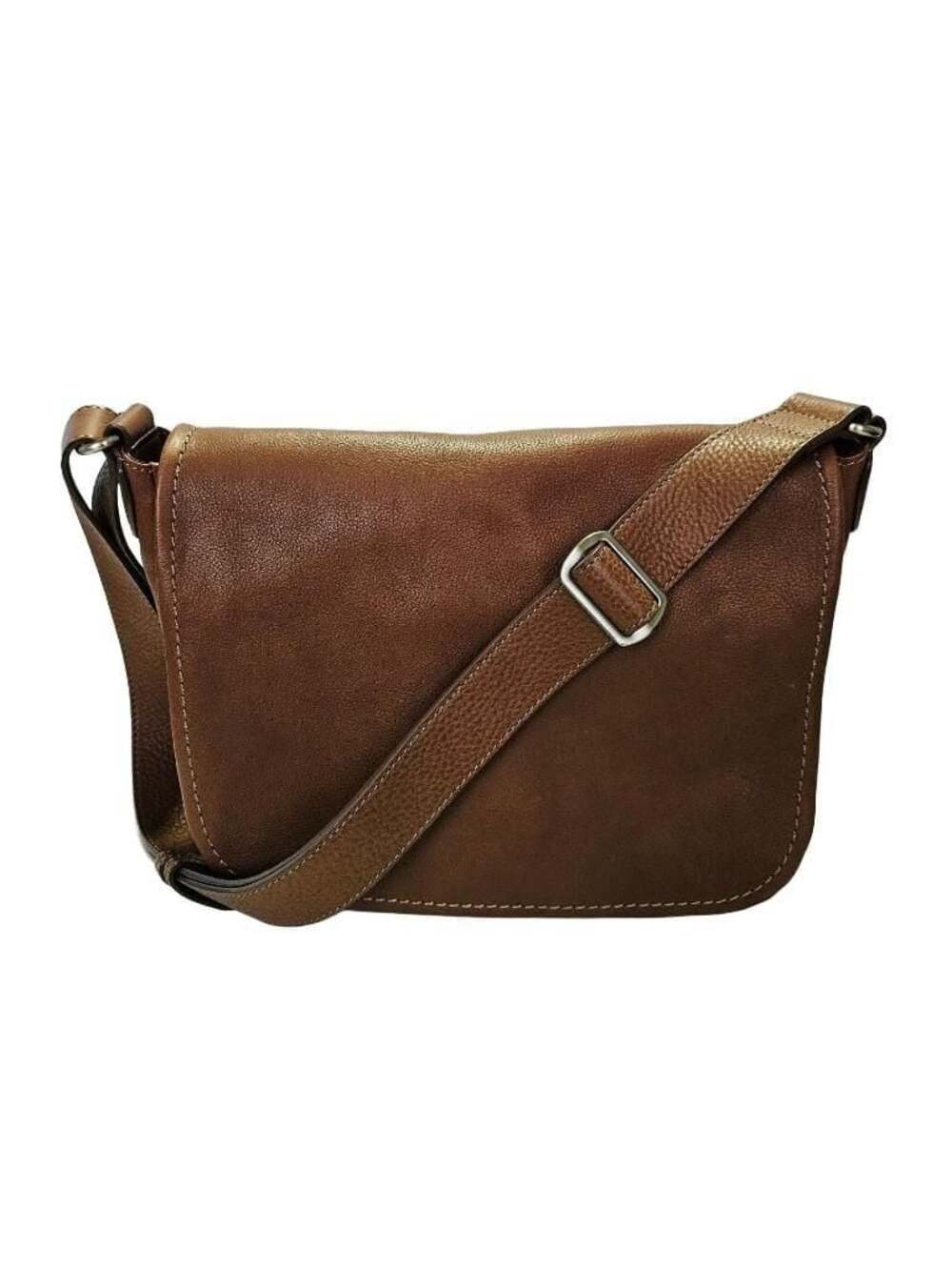 Tsuchiya Kaban Tone Oil Nume Medium Shoulder Bag in Brown Leather